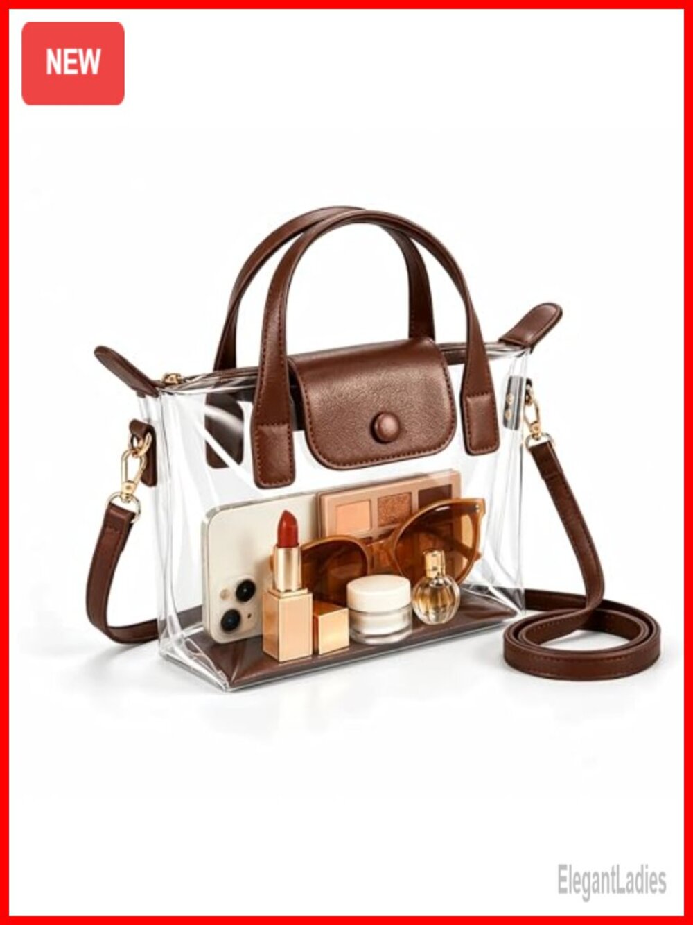 Clear Crossbody Purse with Double Top Handles Stadium Approved TPU